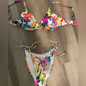 Target bikini colorful high leg side tie bottoms (S) and underwire top (M)